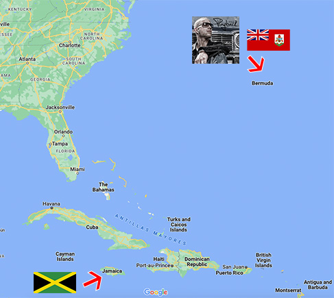 Map depicting the island of Bermuda where singer Collie Buddz is from
