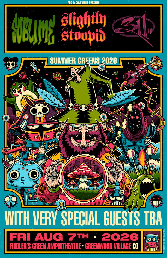 Sublime, Slightly Stoopid, and 311 w/ special guests at Fiddlers Green Ampitheater in Greenwood Village, CO, August 7th, 20206 concert flyer