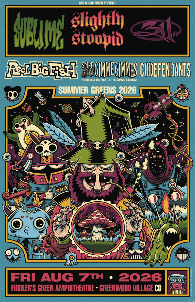 Sublime, Slightly Stoopid, and 311 w/ special guests at Fiddlers Green Ampitheater in Greenwood Village, CO, August 7th, 20206 concert flyer